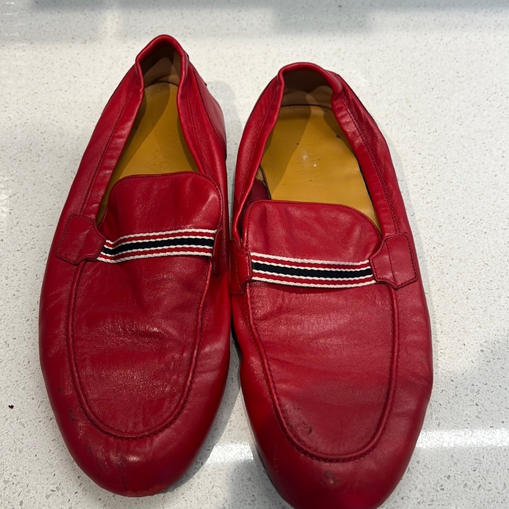 GUCCI mens leather slip on in RED 9.5UK/10US